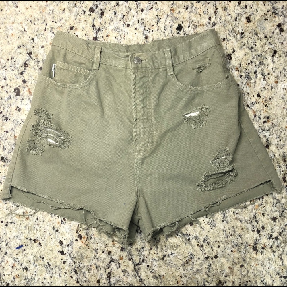 Bongo vintage high waisted shorts jean denim green